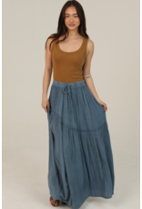 Maxi Skirt with Tie and Ruffle Detail (Turquoise)