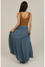 Maxi Skirt with Tie and Ruffle Detail (Turquoise)