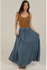 Maxi Skirt with Tie and Ruffle Detail (Turquoise)
