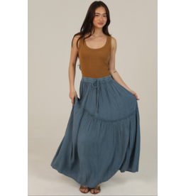 Maxi Skirt with Tie and Ruffle Detail (Turquoise)