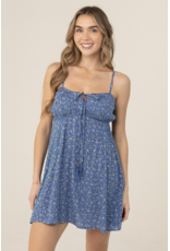 Spaghetti Strap Sundress with Tie Bust (Blue)