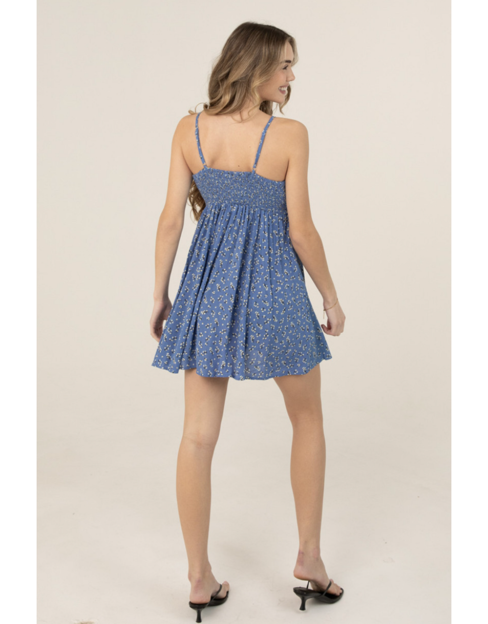 Spaghetti Strap Sundress with Tie Bust (Blue)