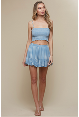 Saints & Hearts Gingham Print Shorts (Blue)