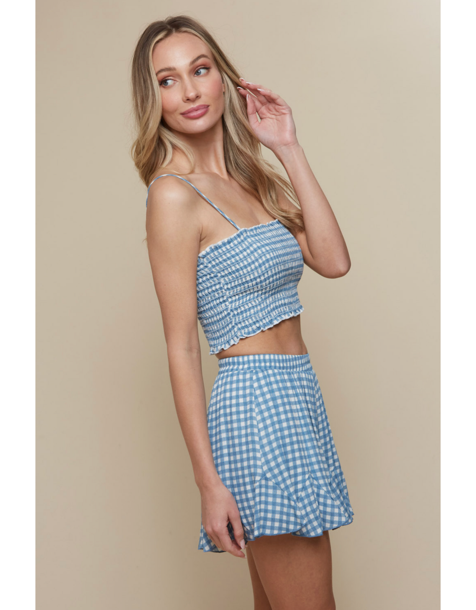 Saints & Hearts Gingham Print Shorts (Blue)