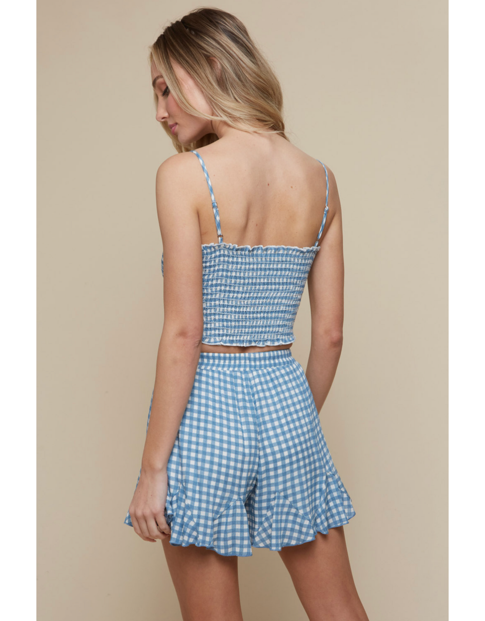 Saints & Hearts Gingham Print Shorts (Blue)