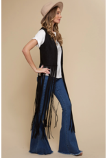 Saints & Hearts Saints & Hearts - Long fringe vest (Black)