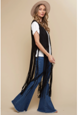 Saints & Hearts Saints & Hearts - Long fringe vest (Black)