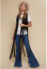 Saints & Hearts Saints & Hearts - Long fringe vest (Black)