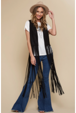 Saints & Hearts Saints & Hearts - Long fringe vest (Black)