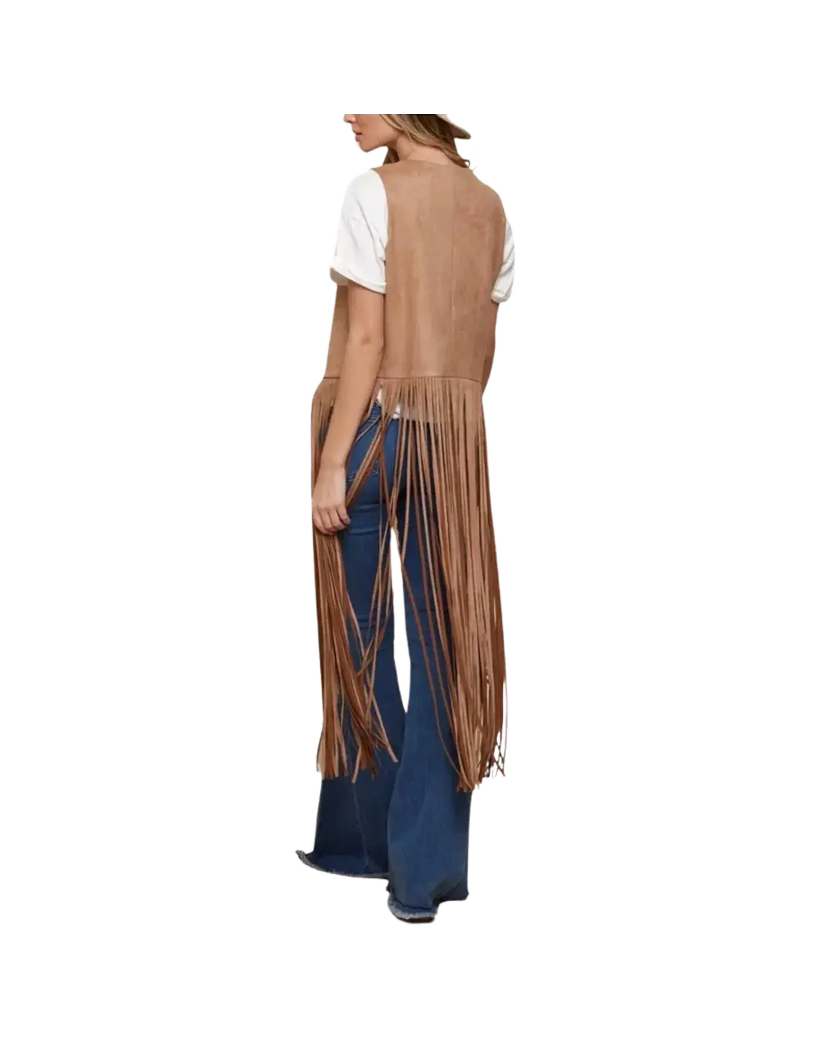 Saints & Hearts Saints & Hearts - Long fringe vest (Camel)