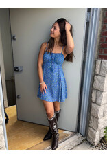Spaghetti Strap Sundress with Tie Bust (Blue)