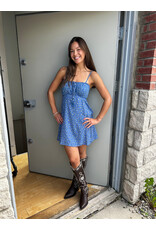 Spaghetti Strap Sundress with Tie Bust (Blue)