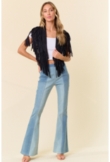 Saints & Hearts Saints & Hearts - Fringe Suede Collar (Black)