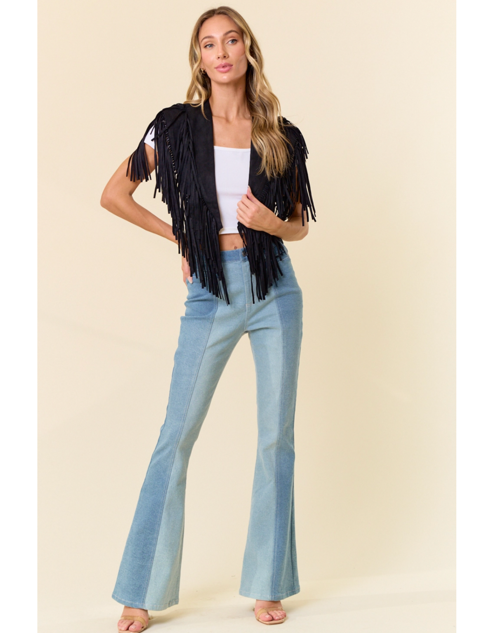 Saints & Hearts Saints & Hearts - Fringe Suede Collar (Black)