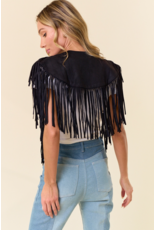 Saints & Hearts Saints & Hearts - Fringe Suede Collar (Black)