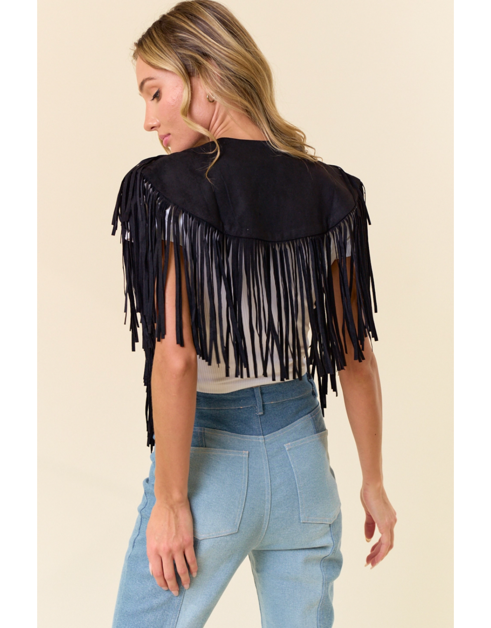Saints & Hearts Saints & Hearts - Fringe Suede Collar (Black)