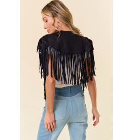 Saints & Hearts Saints & Hearts - Fringe Suede Collar (Black)
