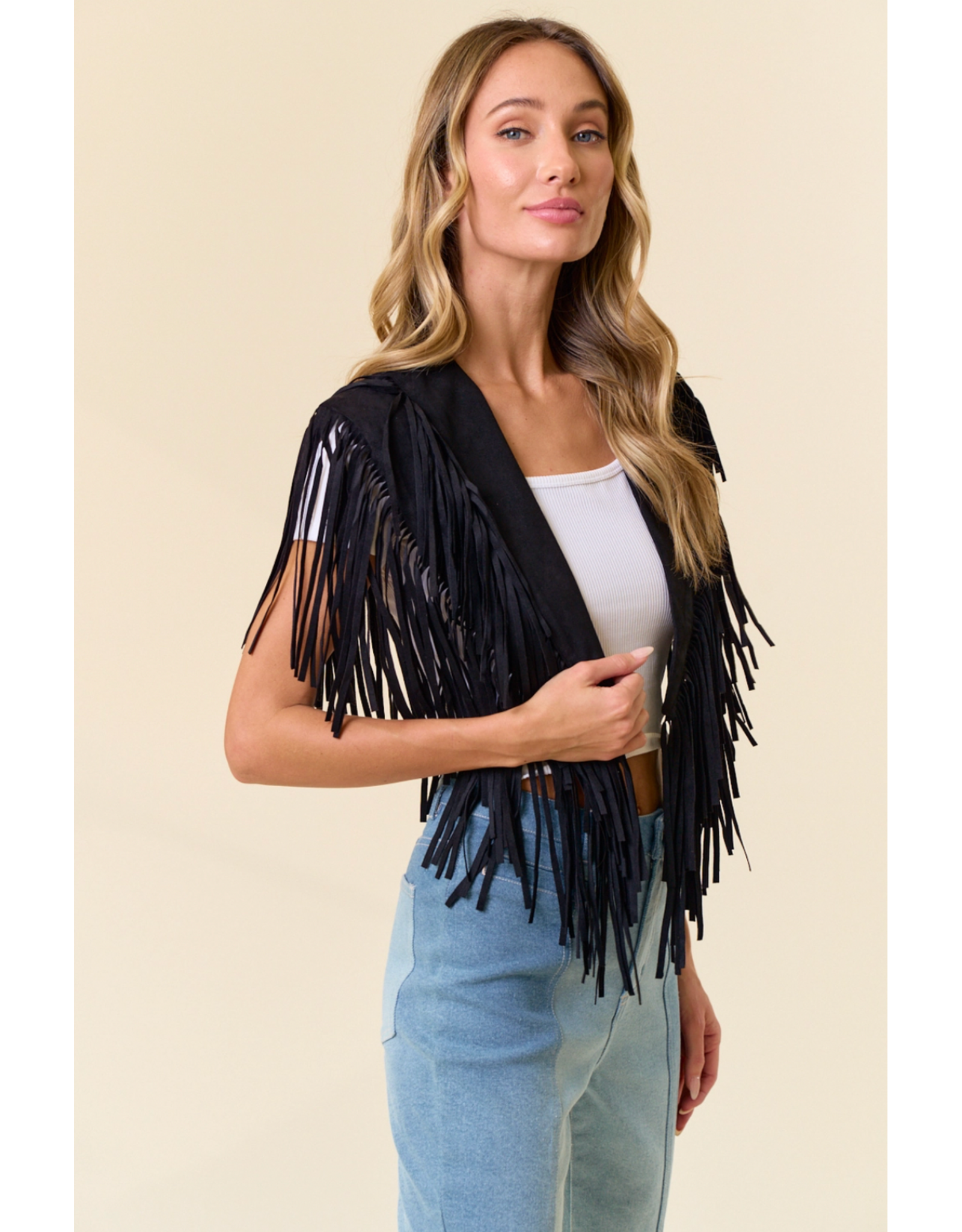 Saints & Hearts Saints & Hearts - Fringe Suede Collar (Black)