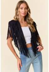 Saints & Hearts Saints & Hearts - Fringe Suede Collar (Black)