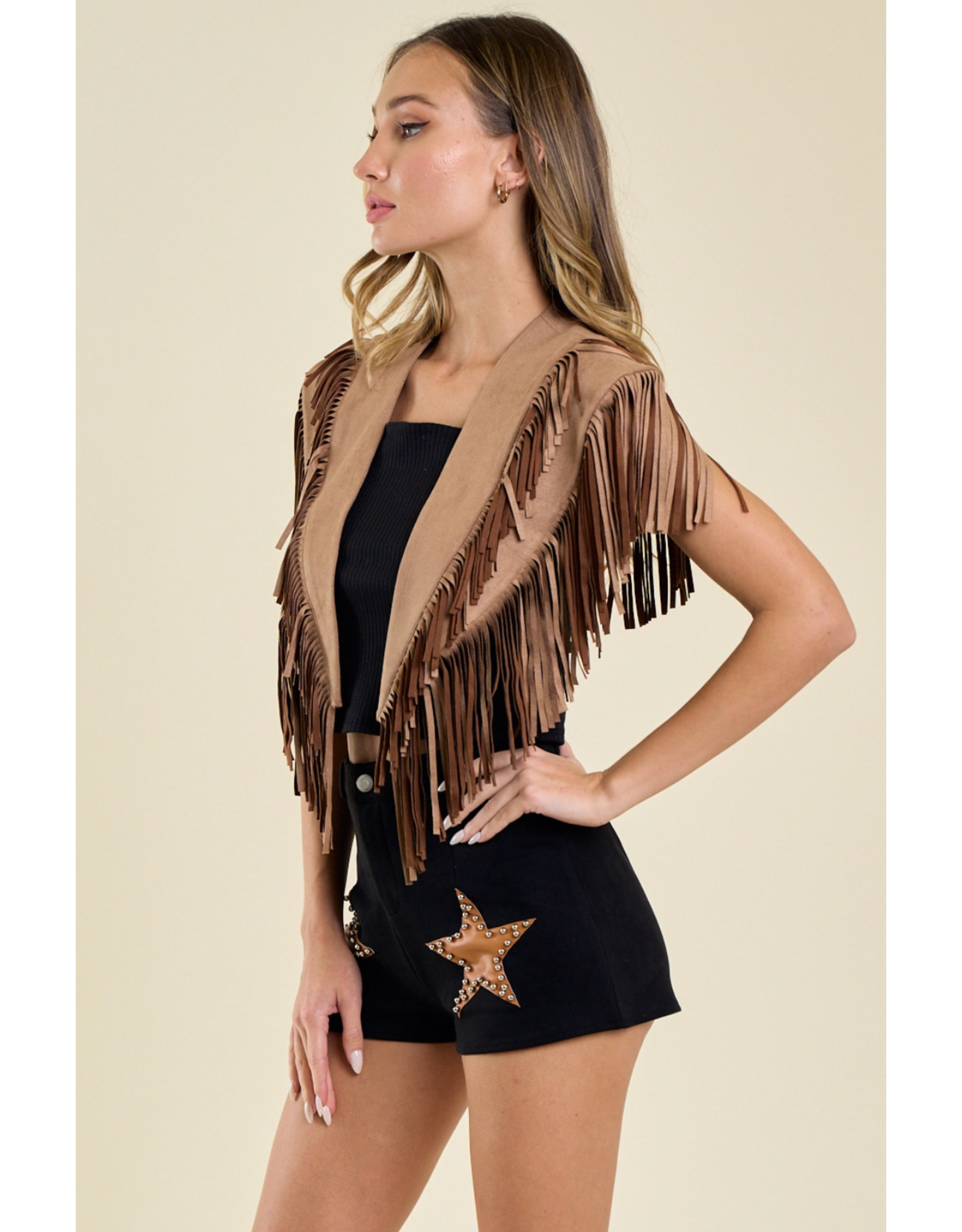 Saints & Hearts Saints & Hearts - Fringe Suede Collar (Tan)