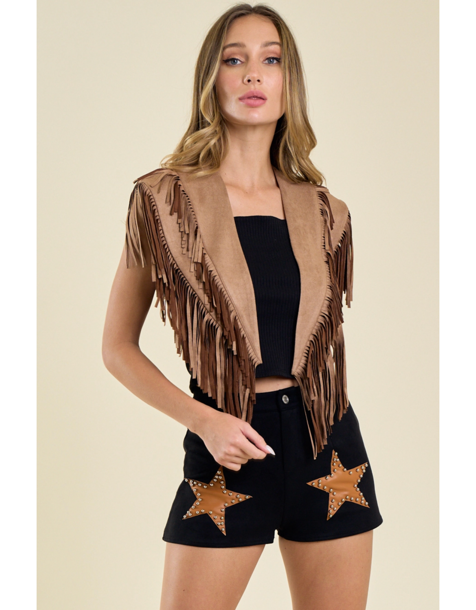 Saints & Hearts Saints & Hearts - Fringe Suede Collar (Tan)