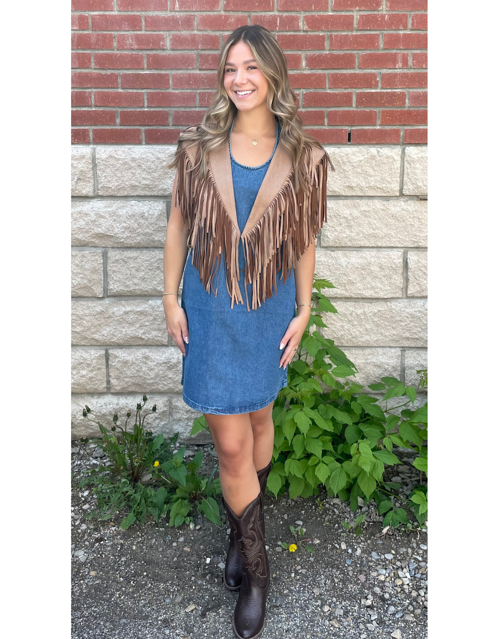 Saints & Hearts Saints & Hearts - Fringe Suede Collar (Tan)