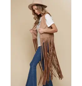 Saints & Hearts Saints & Hearts - Long fringe vest (Camel)