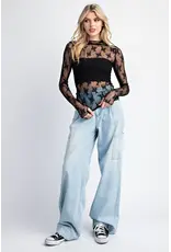 ee:some Long Sleeve Lace Top (Black)