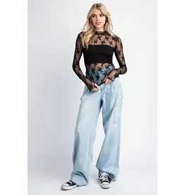 ee:some Long Sleeve Lace Top (Black)