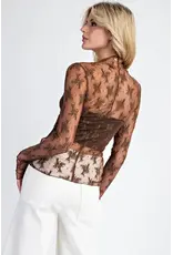 ee:some Long Sleeve Lace Top (Brown)