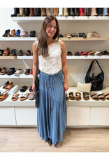Maxi Skirt with Tie and Ruffle Detail (Turquoise)