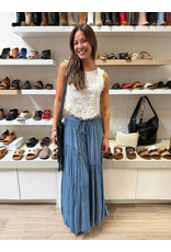 Maxi Skirt with Tie and Ruffle Detail (Turquoise)