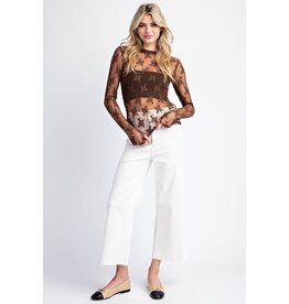 ee:some Long Sleeve Lace Top (Brown)