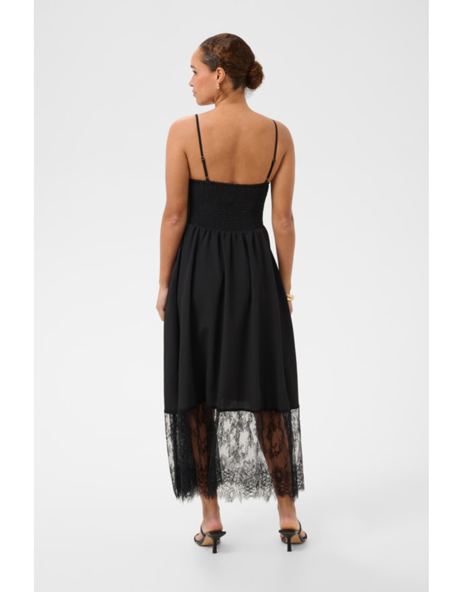 Kaffe Kaffe - Gala Lace Trim Maxi Length Slip Dress (Black Deep)