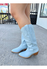 Let's See Style Adel - Festival Chunky Heeled Cowboy Cowgirl Boots (Powder Blue)