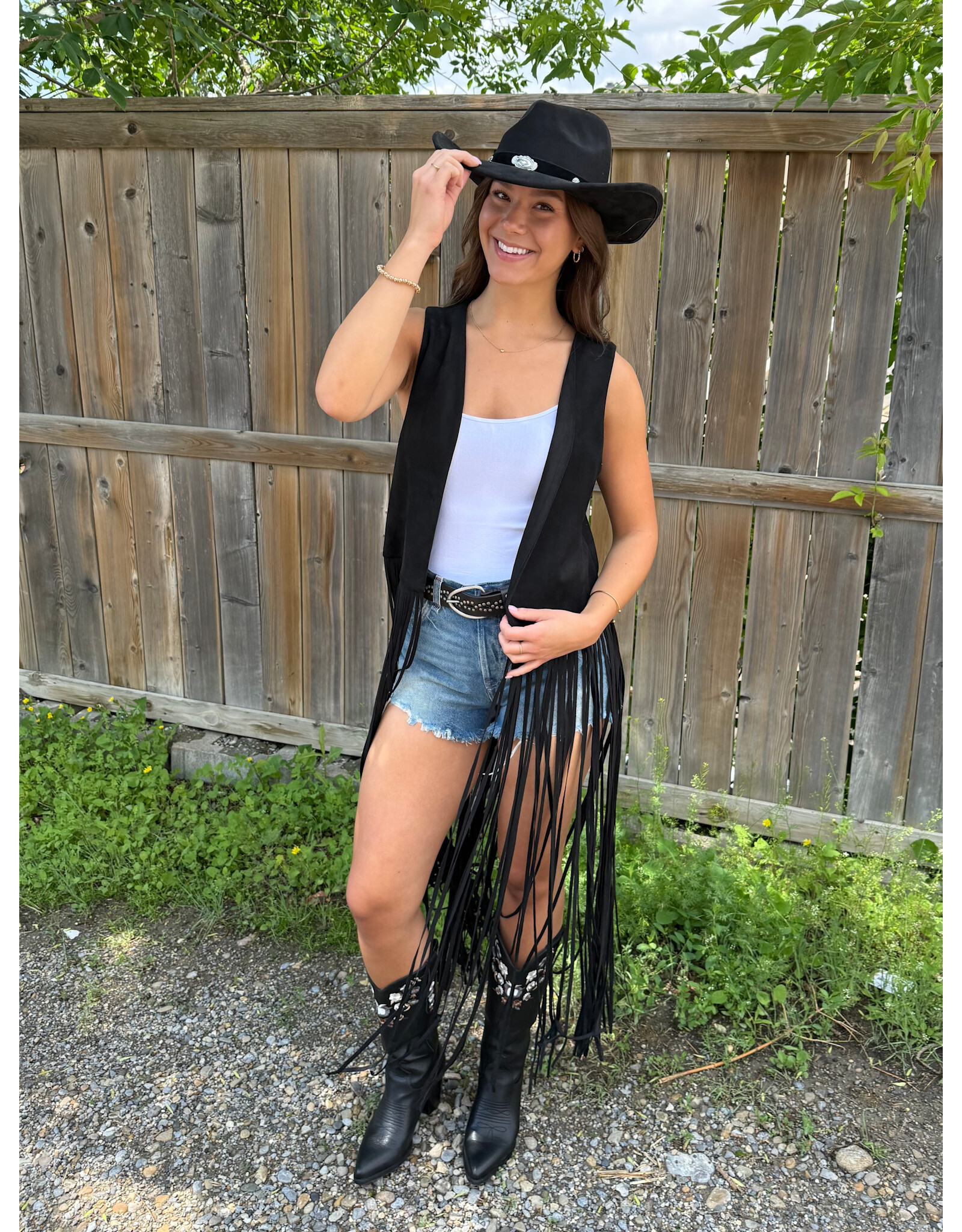 Saints & Hearts Saints & Hearts - Long fringe vest (Black)