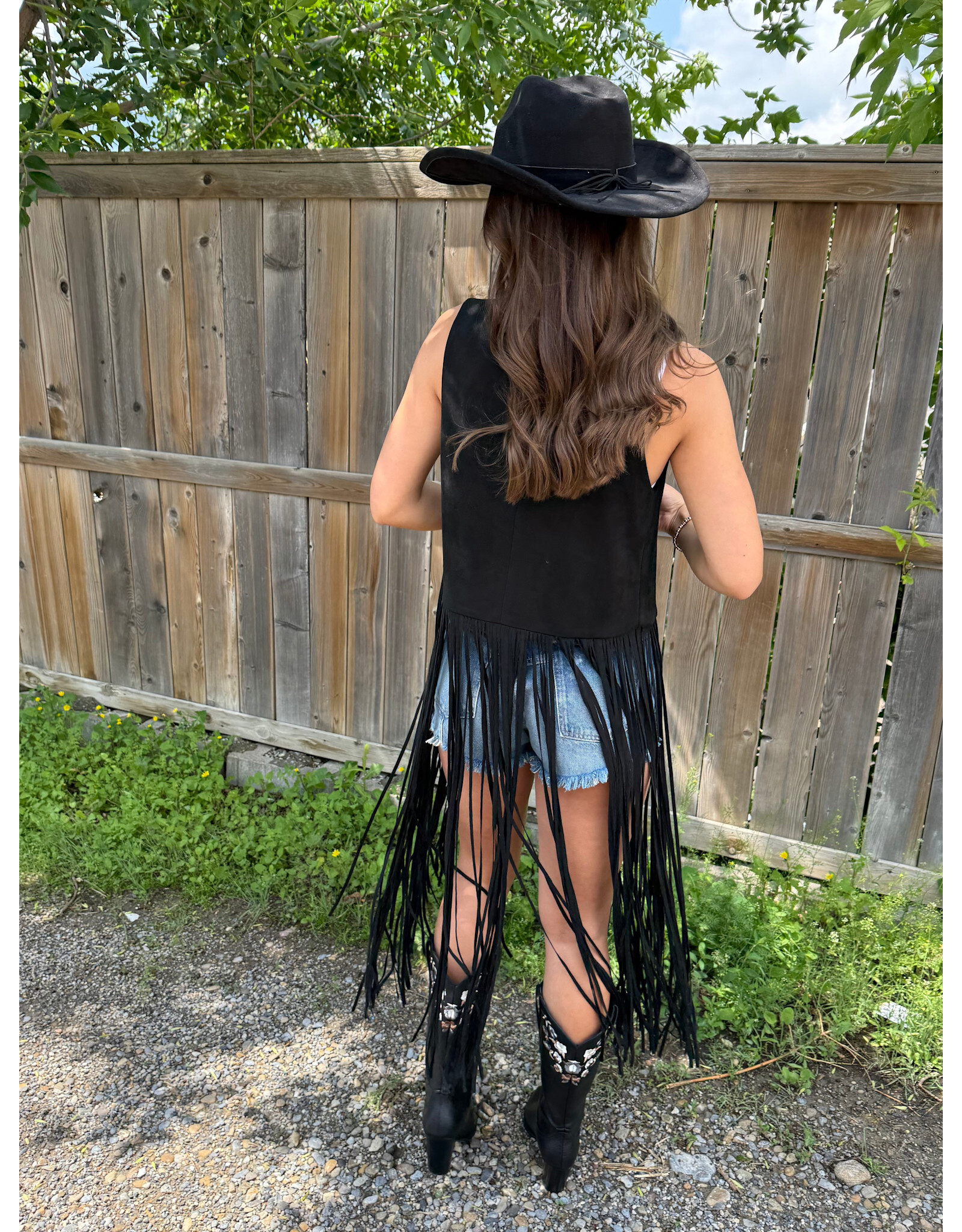 Saints & Hearts Saints & Hearts - Long fringe vest (Black)