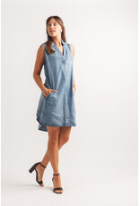 Papillon Papillon - Denim Collared Shirt Hem Dress