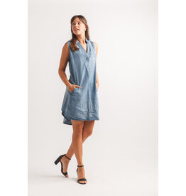 Papillon Papillon - Denim Collared Shirt Hem Dress