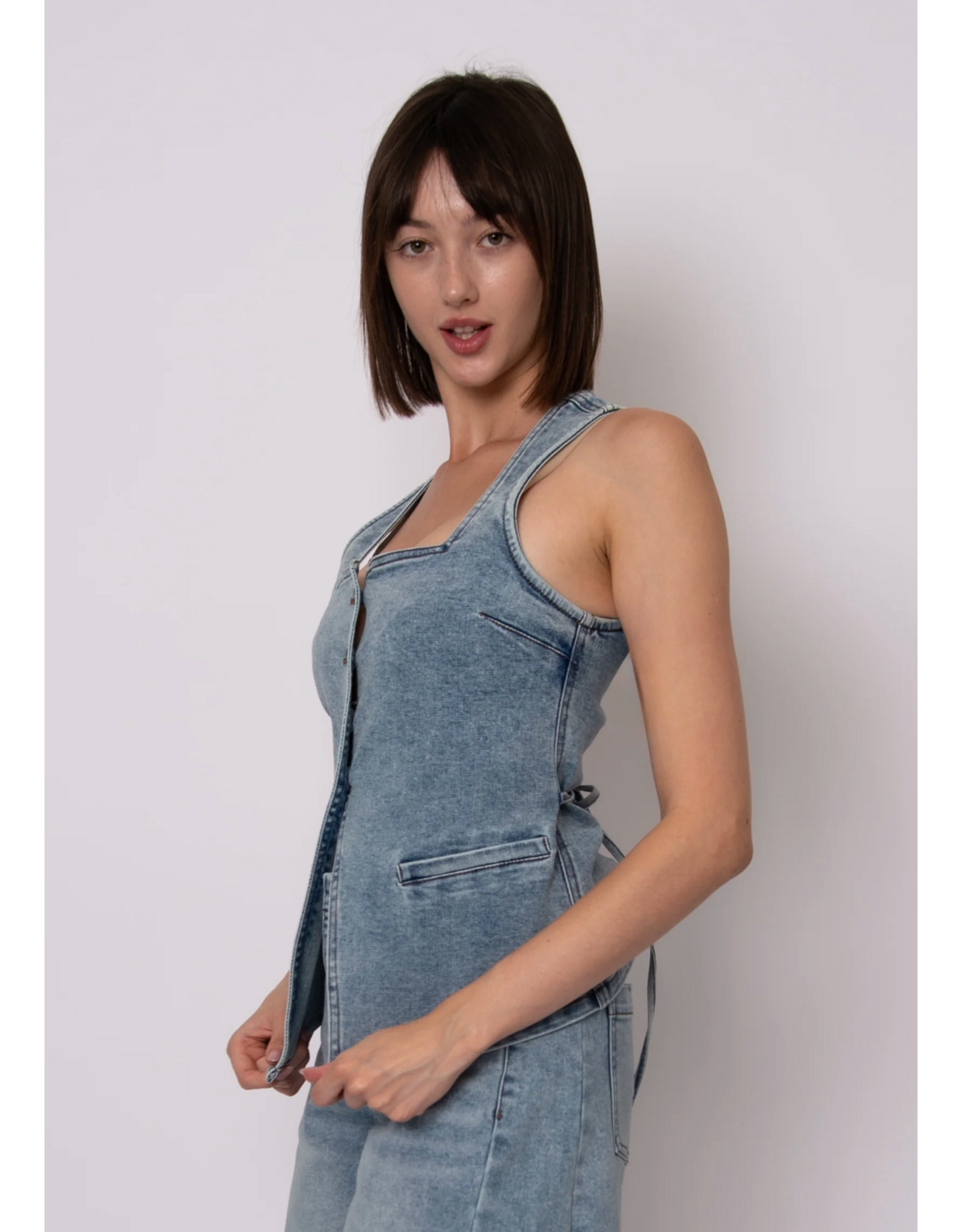 RD Style RD Style - Vesta Stretch Denim Button (Light Wash)