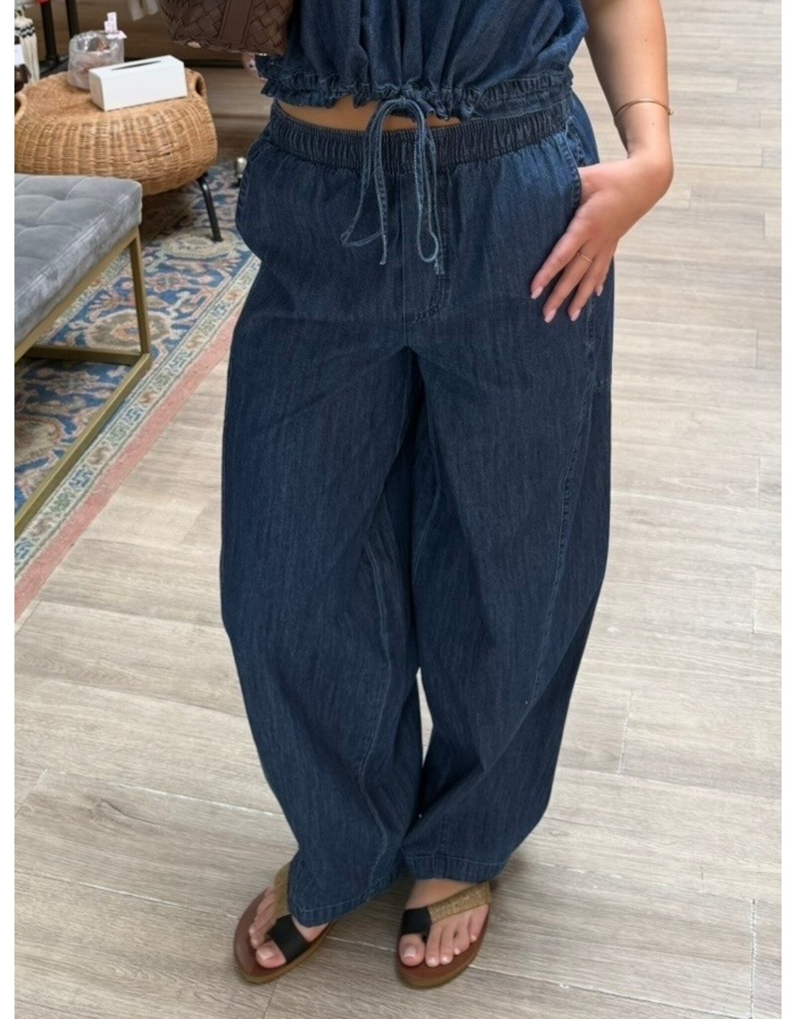 RD Style RD Style - Kaya Lightweight Denim Pull On Barrel Jean (Didi Dark Wash)