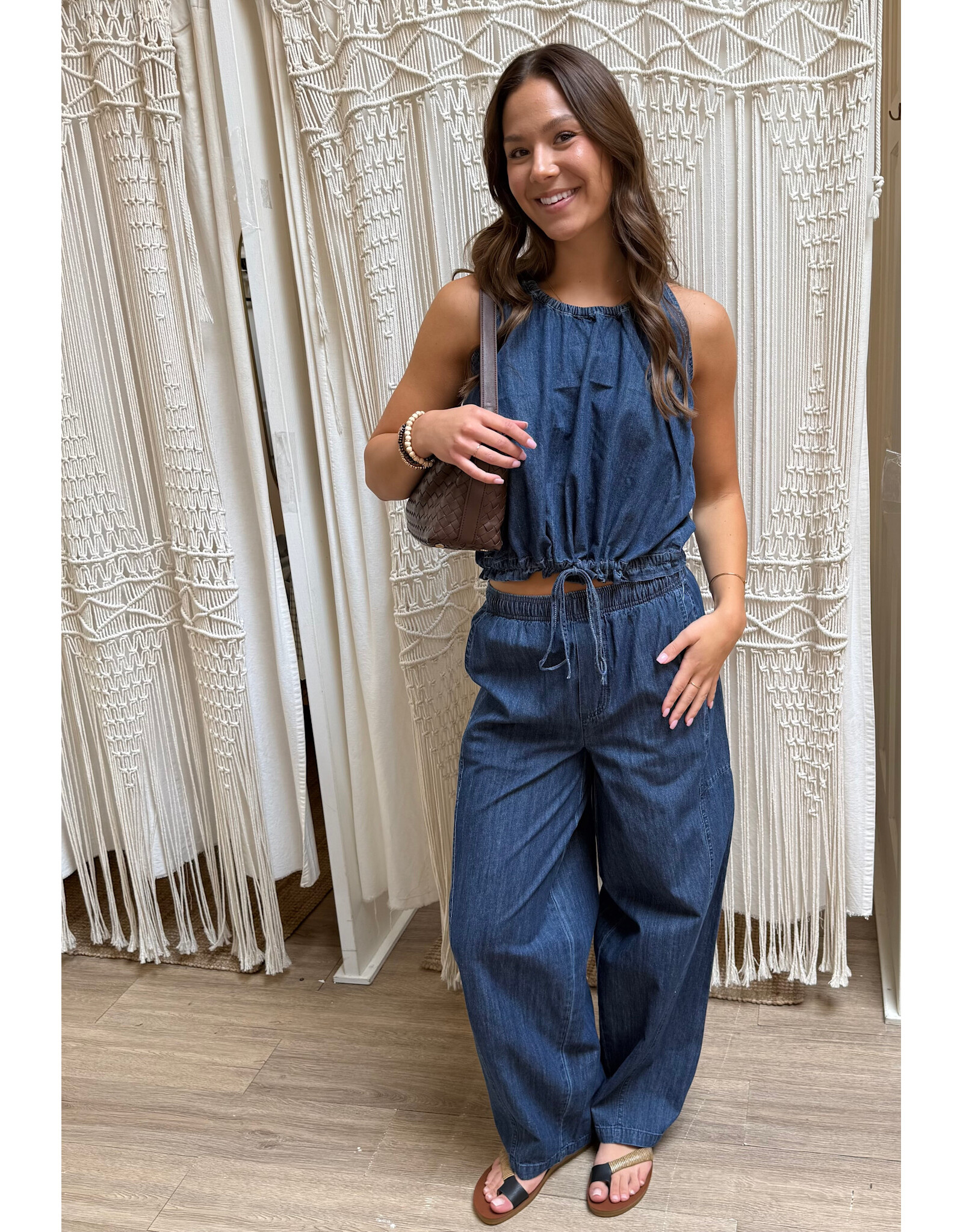 RD Style RD Style - Kaya Lightweight Denim Pull On Barrel Jean (Didi Dark Wash)