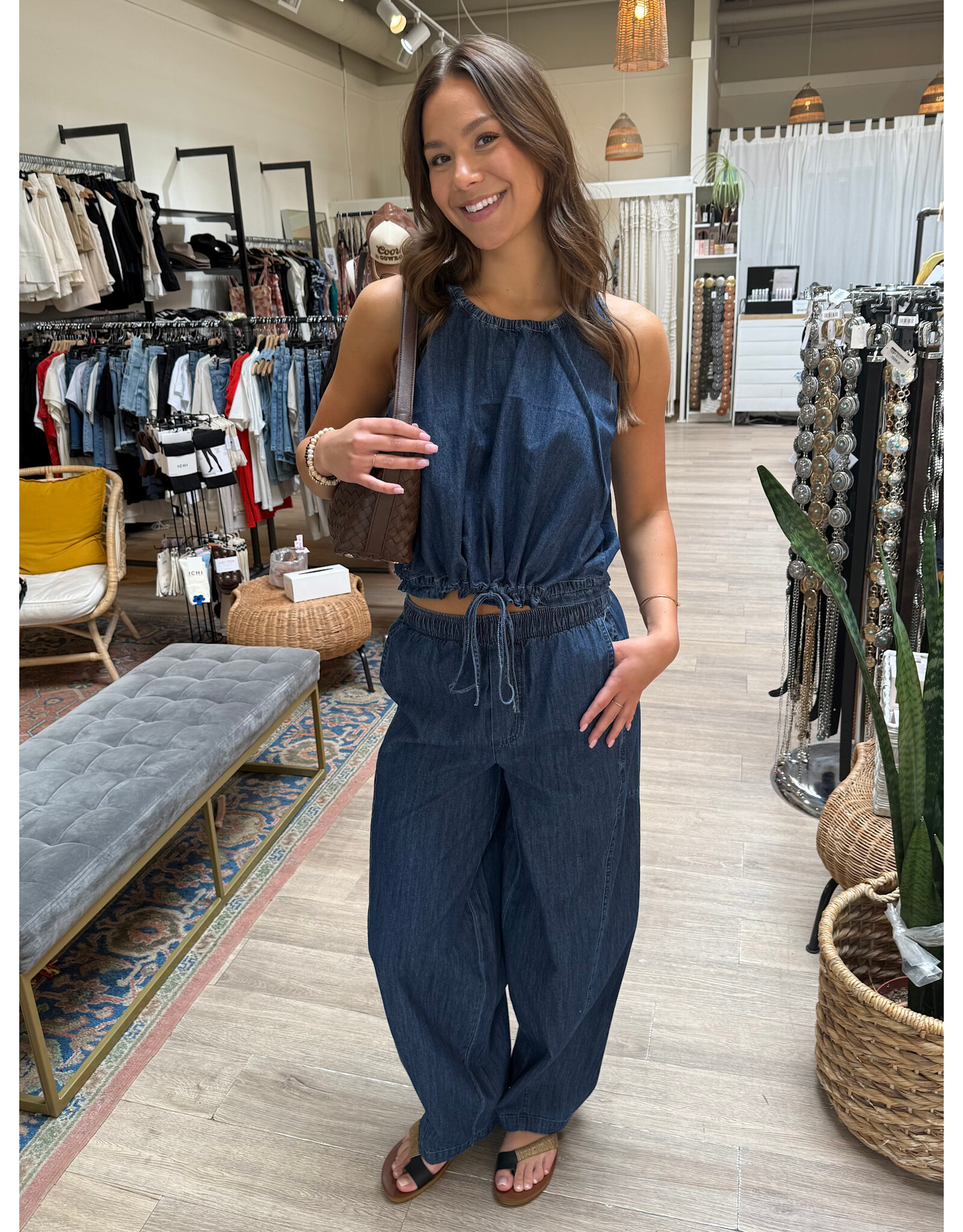 RD Style RD Style - Kaya Lightweight Denim Pull On Barrel Jean (Didi Dark Wash)