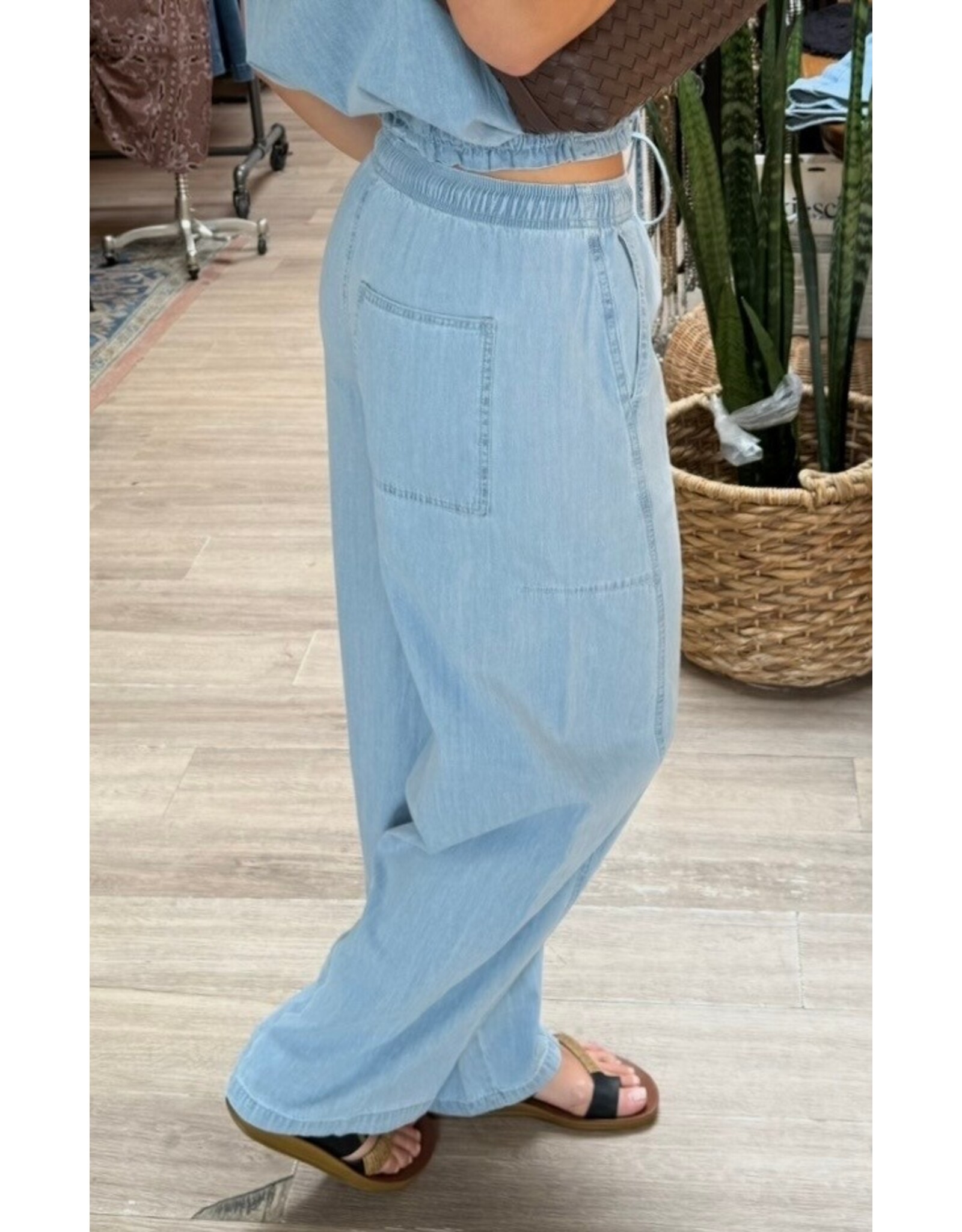 RD Style RD Style - Kaya Lightweight Denim Pull On Barrel Jean (Stone Wash Blue)