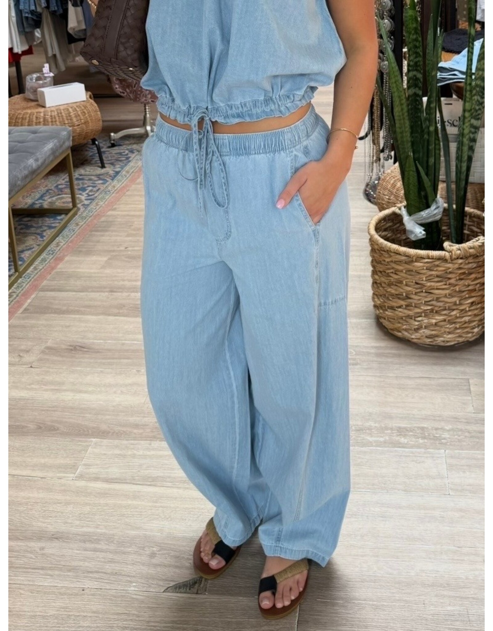 RD Style RD Style - Kaya Lightweight Denim Pull On Barrel Jean (Stone Wash Blue)