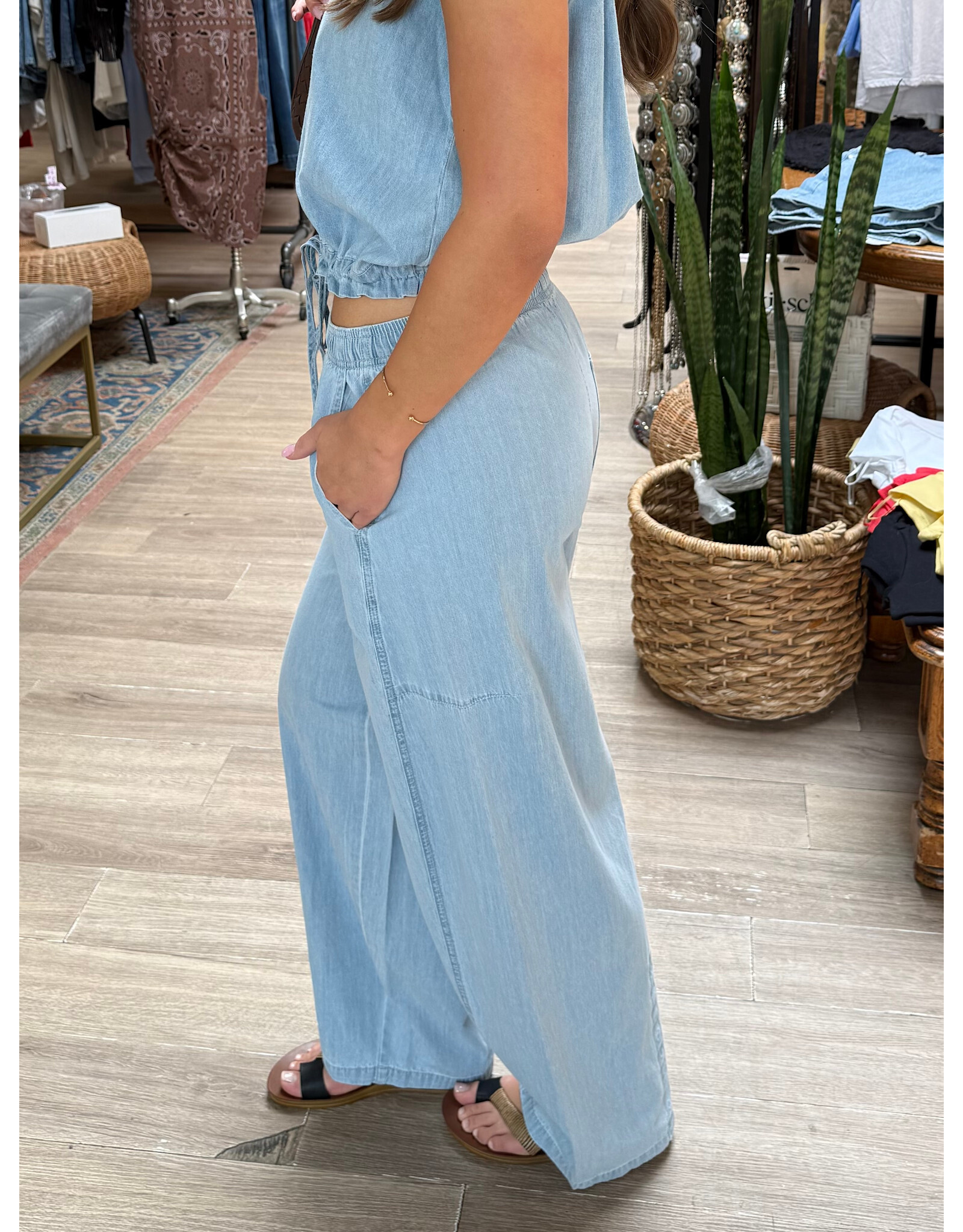 RD Style RD Style - Kaya Lightweight Denim Pull On Barrel Jean (Stone Wash Blue)