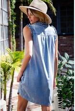 ee:some Sleeveless Denim Dress with Ruffle Trim
