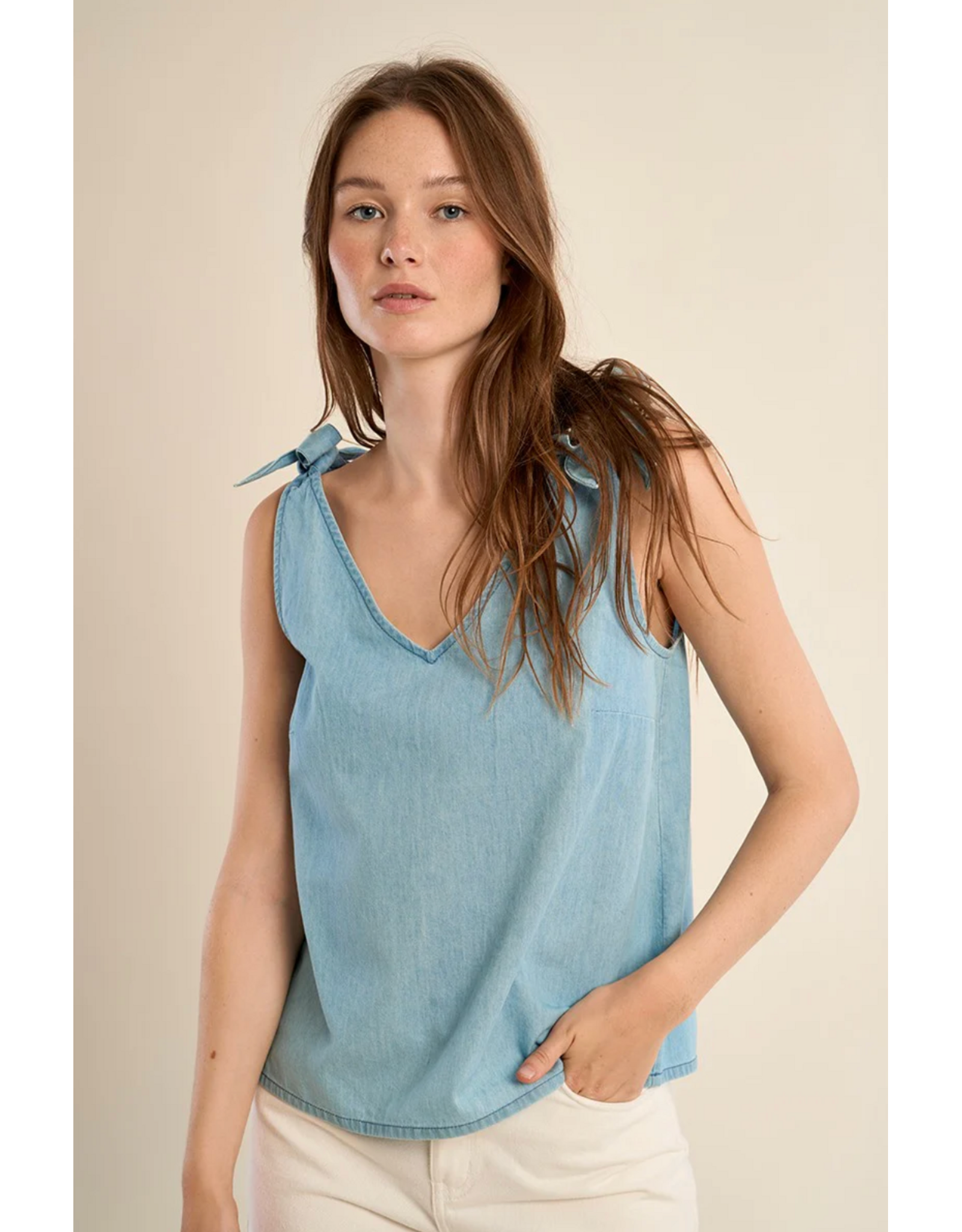 Molly Bracken Molly Bracken - Cotton Tank Top with Tie Straps
