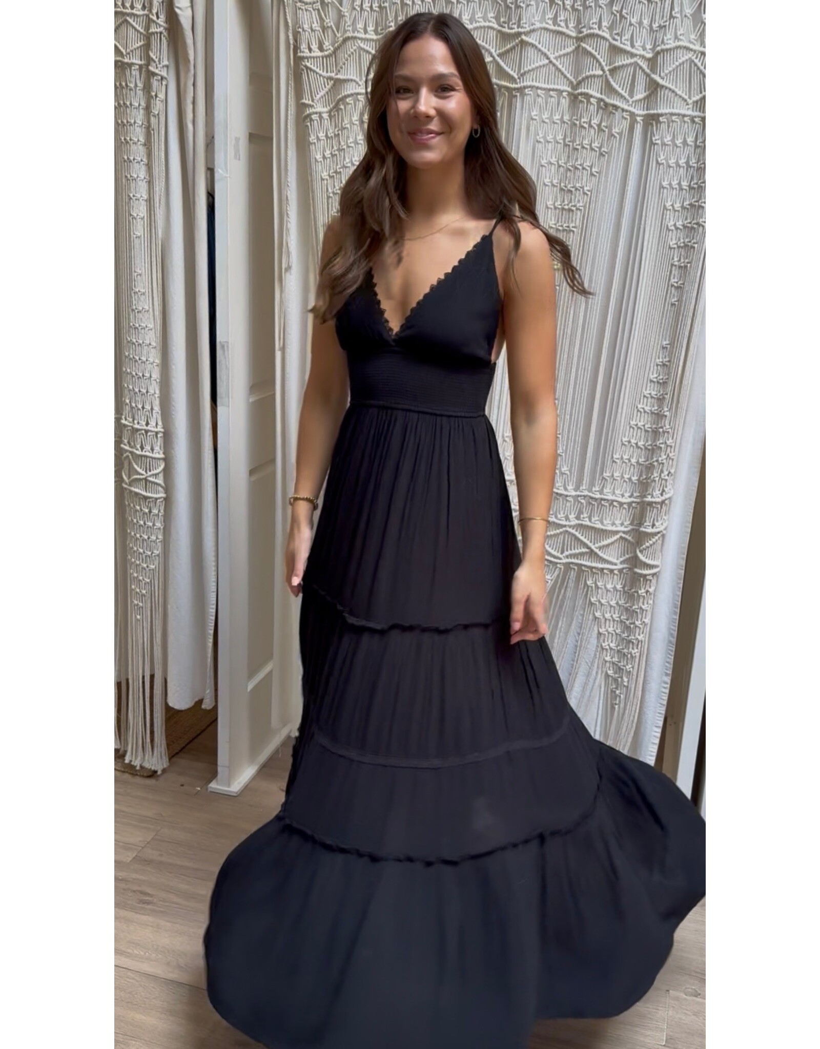 RD Style RD Style - Martika Adjustable Strap Tiered Dress (Black)