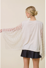 Zutter Free bird vintage graphic relaxed kaftan top w/lace sleeves (Bone)